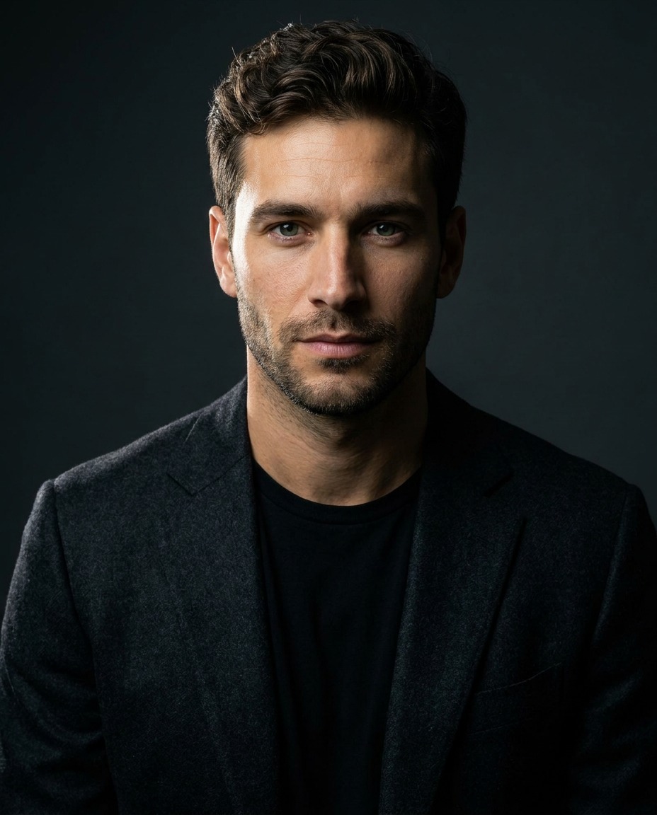 David AI generated Dark studio headshot