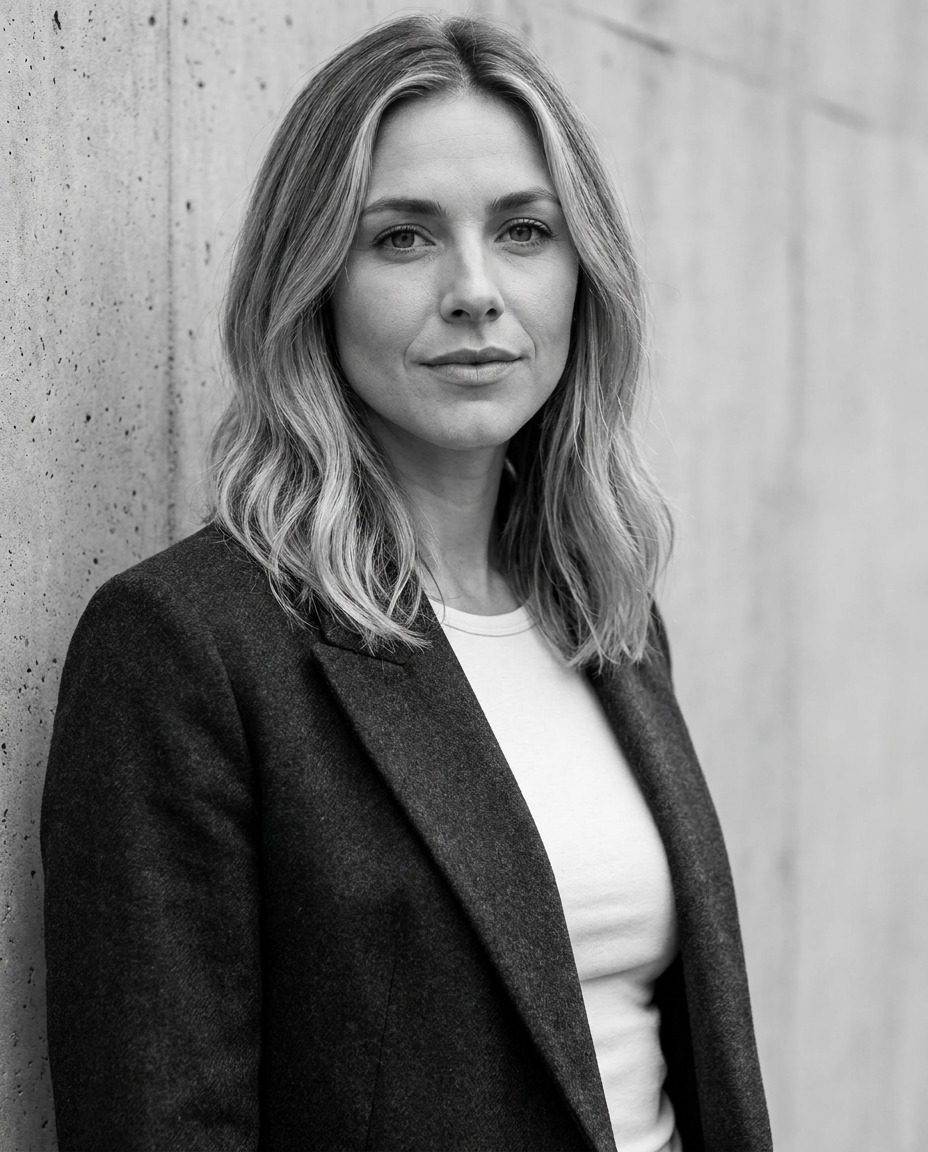 Amy AI generated Monochrome headshot